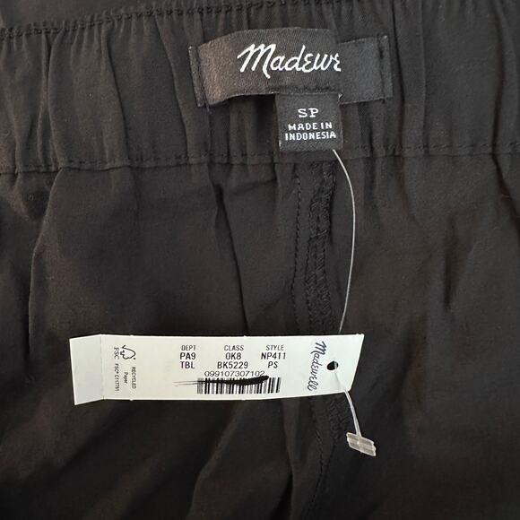 madewell petite pull-on wide-leg pants in softdrape black np411 women p small - Picture 7 of 8